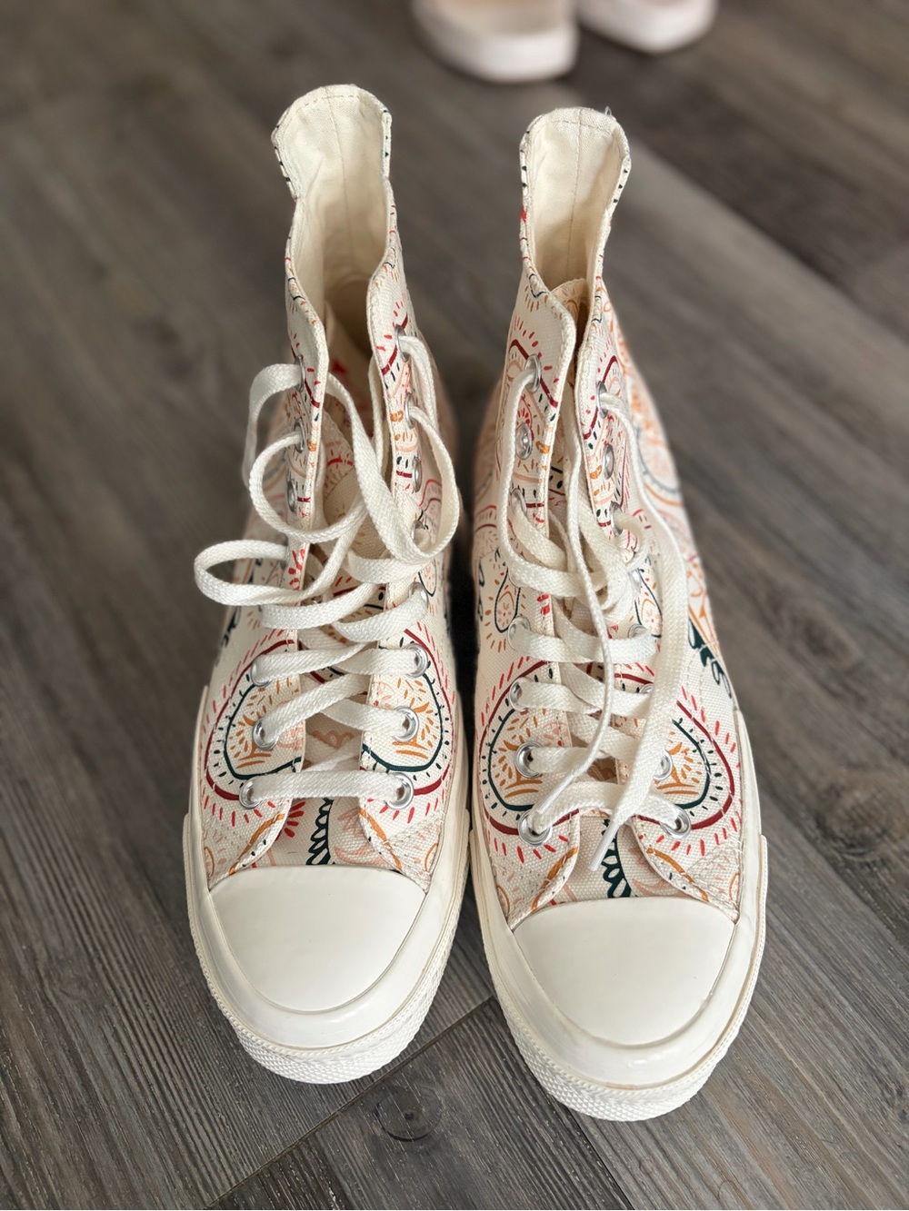 Converse High-Top Sneakers in Cream with Multicolor Paisley